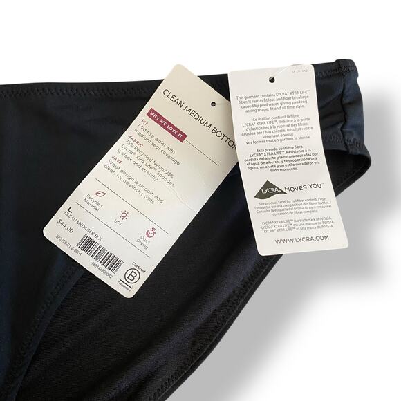 Athleta NWT Black Clean‎ Medium Seat Coverage Swim Bikini Bottom Size Large - Picture 3 of 7